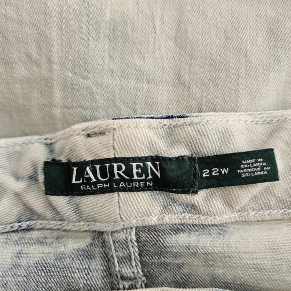 Lauren Ralph Lauren Jeans 22W Washed Denim Raw Hem Stretch Denim Crop Length - Picture 2 of 10